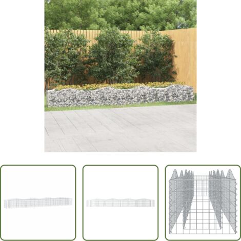 vidaXL Gabbione per giardino -  Gabbione ad Arco con Letto Rialzato 400x50x50 cm Ferro Zincato