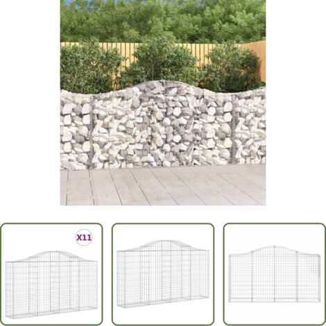 vidaXL Gabbioni ad arco -  Cesti Gabbioni ad Arco 11 pz 200x30x100/120 cm Ferro Zincato