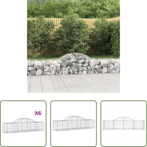 vidaXL Gabbioni decorativi -  Cesti Gabbioni ad Arco 6 pz 200x50x40/60 cm Ferro Zincato