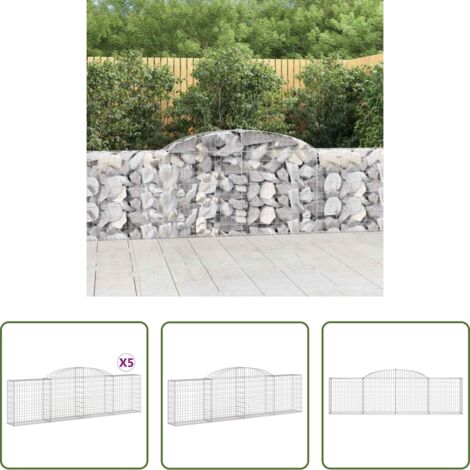 vidaXL Gabbioni in ferro zincato -  Cesti Gabbioni ad Arco 5 pz 300x30x80/100 cm Ferro Zincato