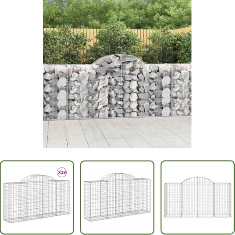 vidaXL Gabbioni per contenimento -  Cesti Gabbioni ad Arco 18 pz 200x50x100/120 cm Ferro Zincato