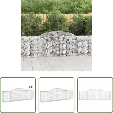 vidaXL Gabbioni per pareti -  Cesti Gabbioni ad Arco 4 pz 300x30x80/100 cm Ferro Zincato