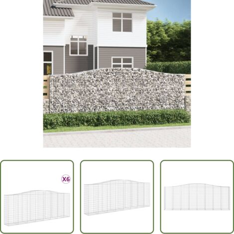 vidaXL Gabbioni per pareti -  Cesti Gabbioni ad Arco 6 pz 400x50x140/160 cm Ferro Zincato