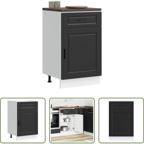 vidaXL Gabinete cocina -  Mueble bajo de cocina Porto madera contrachapada negro