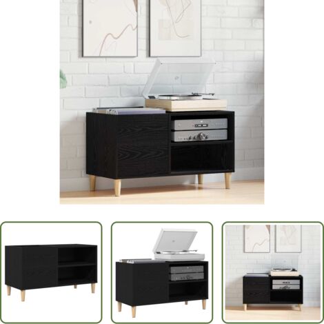 vidaXL Gabinete para vinilos -  Mueble para discos de vinilo Roble negro 84,5 x 38 x 48 cm