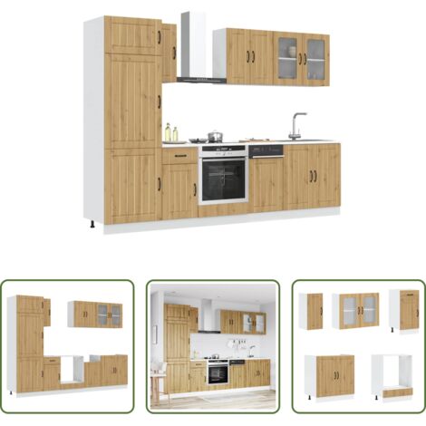 vidaXL Gabinetes de cocina -  Mueble de cocina Kalmar 8 piezas artesanal roble