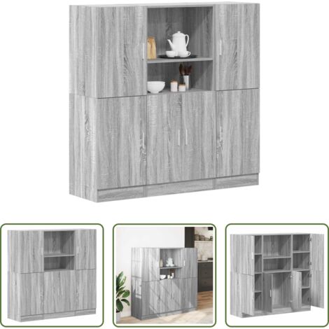 vidaXL Gabinetes de cocina -  Set de muebles de cocina 3 pzas madera ingeniería gris sonoma