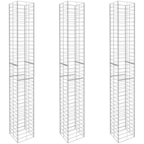 vidaXL Gabion Baskets 3 pcs Galvanised Steel 25x25x197 cm