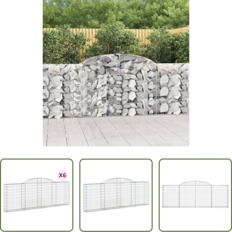 vidaXL Gabion -  Paniers à gabions arqués 6 pcs 300x30x100/120 cm fer galvanisé