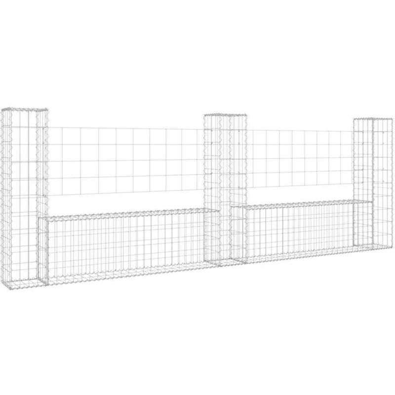 Vidaxl - Gabionenkorb U-form Mit 3 Säulen Eisen 260x20x100 Cm