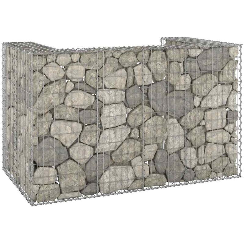 Vidaxl Versilbert - Gabionenwand Für Mülltonnen Verzinkter Stahl 180X100x110 Cm