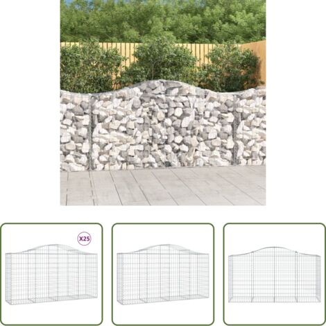 vidaXL Gabionenwand -  Gabionen mit Hochbogen 25 Stk 200x50x100/120cm Verzinktes Eisen