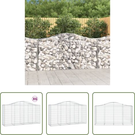 vidaXL Gabionenwand -  Gabionen mit Hochbogen 6 Stk. 200x50x100/120cm Verzinktes Eisen