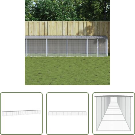 vidaXL Gallinero acero galvanizado -  Gallinero con techo acero galvanizado gris claro 1003x98x90 cm
