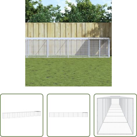 vidaXL Gallinero acero galvanizado -  Gallinero con techo acero galvanizado gris claro 803x98x90 cm