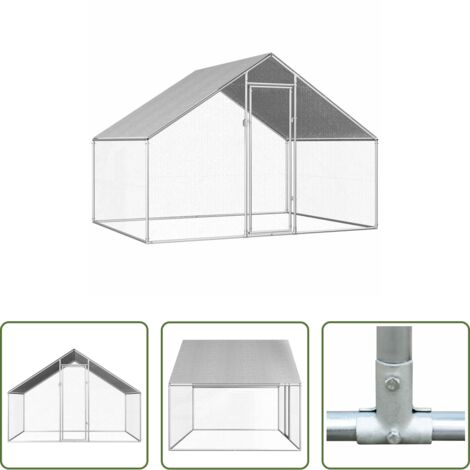 vidaXL Gallinero de acero -  Jaula gallinero de exterior de acero galvanizado 2,75x2x1,92 m