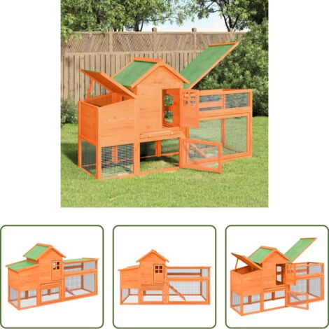 vidaXL Gallinero marrón -  Gallinero madera maciza de pino marrón 186,5x58,5x113 cm
