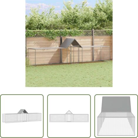 vidaXL Gallinero para aves -  Gallinero acero galvanizado 5x1x1,5 m