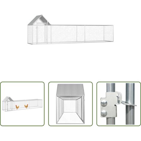 vidaXL Gallinero para aves -  Gallinero acero galvanizado 5x1x1,5 m