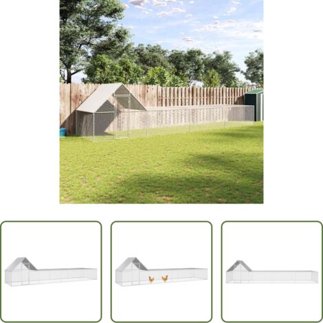 vidaXL Gallinero para aves -  Gallinero acero galvanizado 8x2x2 m
