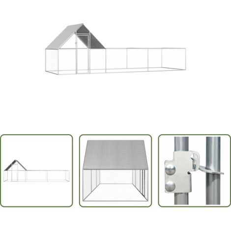 vidaXL Gallinero para gallinas -  Gallinero acero galvanizado 6x2x2 m