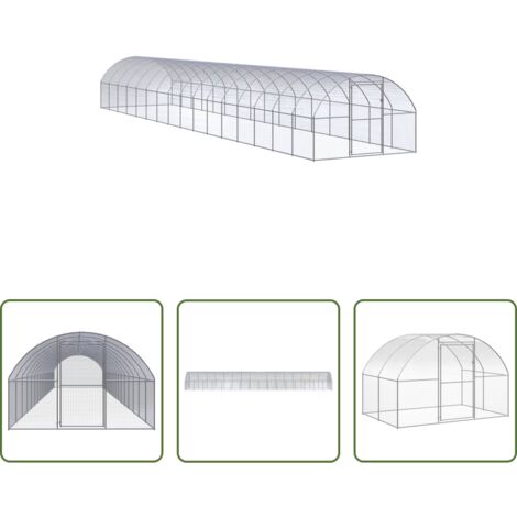 vidaXL Gallinero para pollos -  Gallinero de exterior de acero galvanizado 3x16x2 m