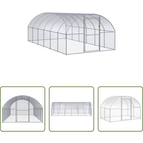 vidaXL Gallinero para pollos -  Gallinero de exterior de acero galvanizado 3x6x2 m