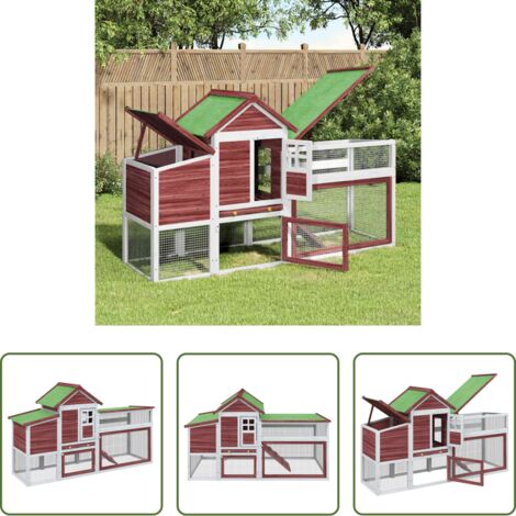 vidaXL Gallinero para pollos -  Gallinero madera maciza de pino color moca 186,5x58,5x113 cm