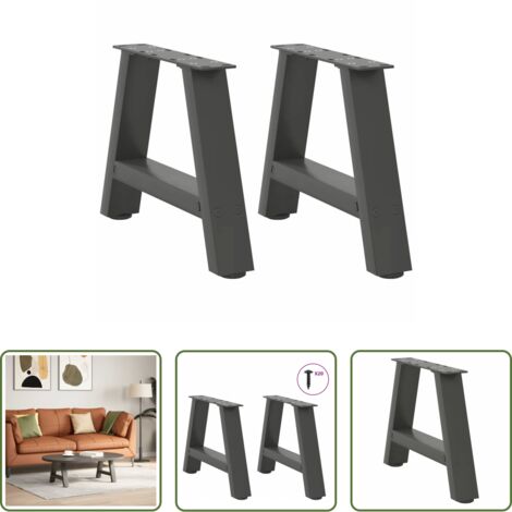 vidaXL Gambe a forma di A -  Gambe per Tavolino da Caffè a Forma di A 2 pz Antracite 40x(30-31) cm Acciaio