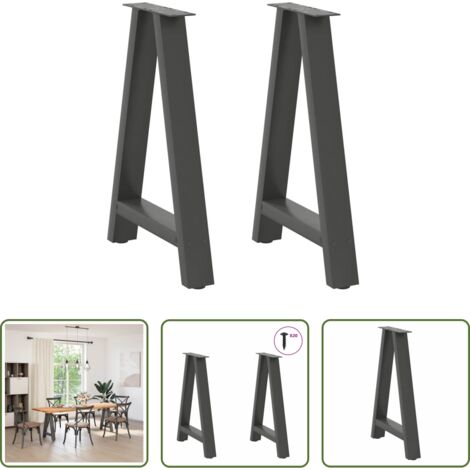 vidaXL Gambe a forma di A -  Gambe per tavolo da pranzo a forma di A 2 pz Antracite 60x(72-73) cm Acciaio