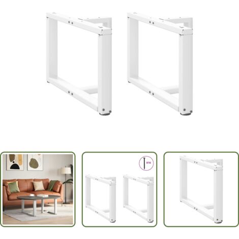 vidaXL Gambe a forma di T -  Gambe per Tavolino da Caffè a Forma di T 2 pz Bianche 70x25x(42-43) cm Acciaio
