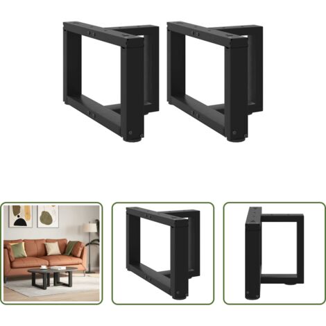 vidaXL Gambe a forma di T -  Gambe per Tavolino da Caffè a Forma di T 2 pz Nere 40x25x(30-31) cm Acciaio