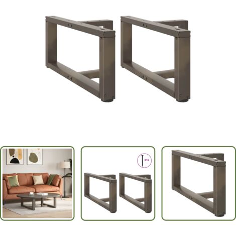 vidaXL Gambe a forma di T -  Gambe per Tavolino da Caffè a Forma di T 2 pz Nere 70x25x(30-31) cm Acciaio