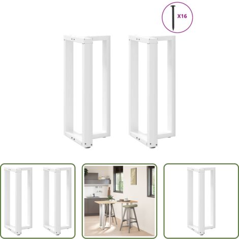 vidaXL Gambe a forma di T -  Gambe per tavolo da bar a forma di T 2 pz bianche 40x35x(90-91) cm in acciaio