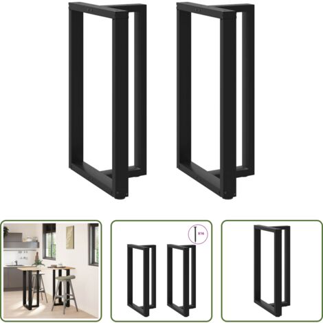 vidaXL Gambe a forma di T -  Gambe per tavolo da bar a forma di T 2 pz nere 60x35x(100-101) cm in acciaio
