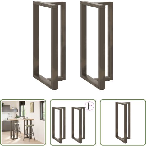 vidaXL Gambe a forma di T -  Gambe per tavolo da bar a forma di T 2 pz nere 60x35x(110-111) cm in acciaio