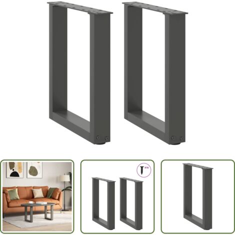 vidaXL Gambe a forma di U -  Gambe per Tavolino da Caffè a Forma di U 2 pz Antracite 28x(42-43) cm Acciaio