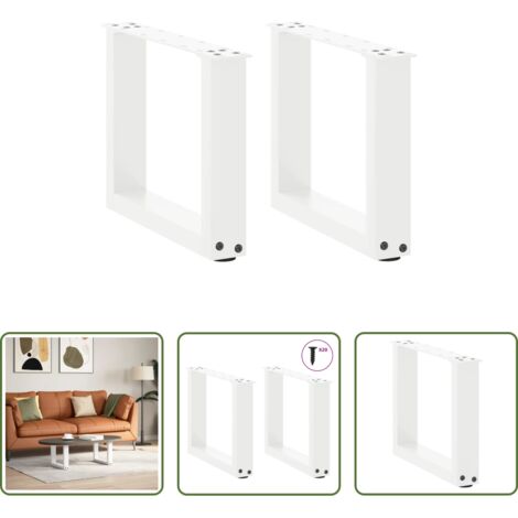 vidaXL Gambe a forma di U -  Gambe per Tavolino da Caffè a Forma di U 2 pz Bianche 40x(30-31) cm Acciaio