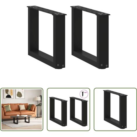 vidaXL Gambe a forma di U -  Gambe per Tavolino da Caffè a Forma di U 2 pz Nere 40x(30-31) cm Acciaio
