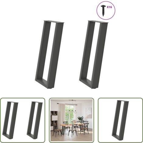 vidaXL Gambe a forma di U -  Gambe per tavolo consolle a forma di U 2 pz Antracite 38x(72-73) cm Acciaio