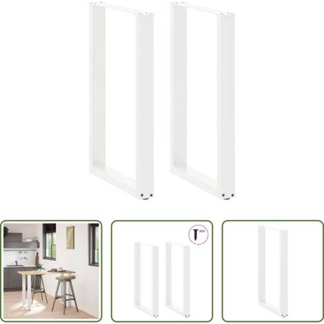 vidaXL Gambe a forma di U -  Gambe per tavolo da bar a forma di U 2 pz bianche 60x(90-91) cm in acciaio