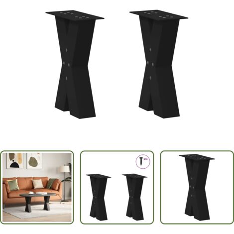 vidaXL Gambe a forma di X -  Gambe per Tavolino da Caffè a Forma di X 2 pz Nere 38x(42-43) cm Acciaio