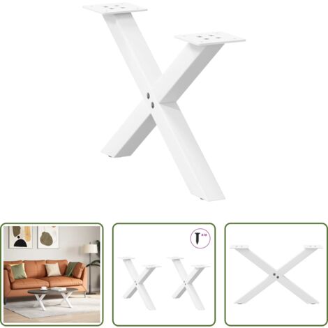 vidaXL Gambe a forma di X -  Gambe per Tavolino da Caffè a X 2 pz Bianche 50x(30-31) cm Acciaio