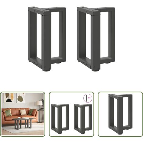 vidaXL Gambe a T -  Gambe per Tavolino da Caffè a Forma di T 2 pz Antracite 38x25x(42-43) cm Acciaio