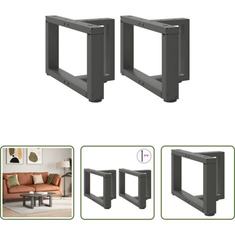 vidaXL Gambe a T -  Gambe per Tavolino da Caffè a Forma di T 2 pz Antracite 50x25x(30-31) cm Acciaio