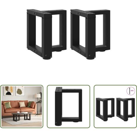 vidaXL Gambe a T -  Gambe per Tavolino da Caffè a Forma di T 2 pz Nere 30x25x(30-31) cm Acciaio