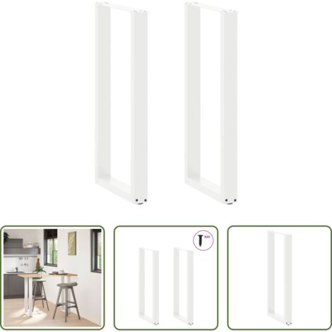 vidaXL Gambe in acciaio -  Gambe per tavolo da bar a forma di U 2 pz bianche 50x(100-101) cm in acciaio