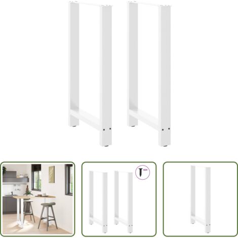 vidaXL Gambe in acciaio -  Gambe per tavolo da bar bianche 2 pz 60x(100-101) cm in acciaio
