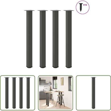 vidaXL Gambe per bar -  Gambe per tavolo da bar 4 pz Antracite 90-92 cm Acciaio