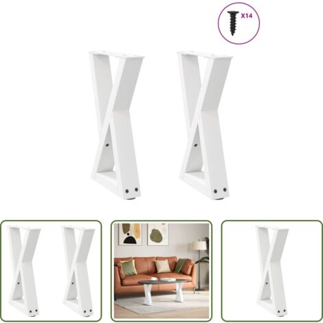 vidaXL Gambe per tavoli -  Gambe per Tavolino da Caffè 2 pz Bianche 38x(42-43,3) cm Acciaio